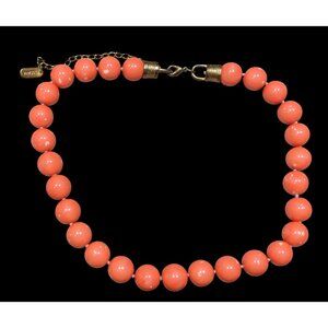 Vintage Kissaka Glass Beaded Necklace With Coral Tone Finish